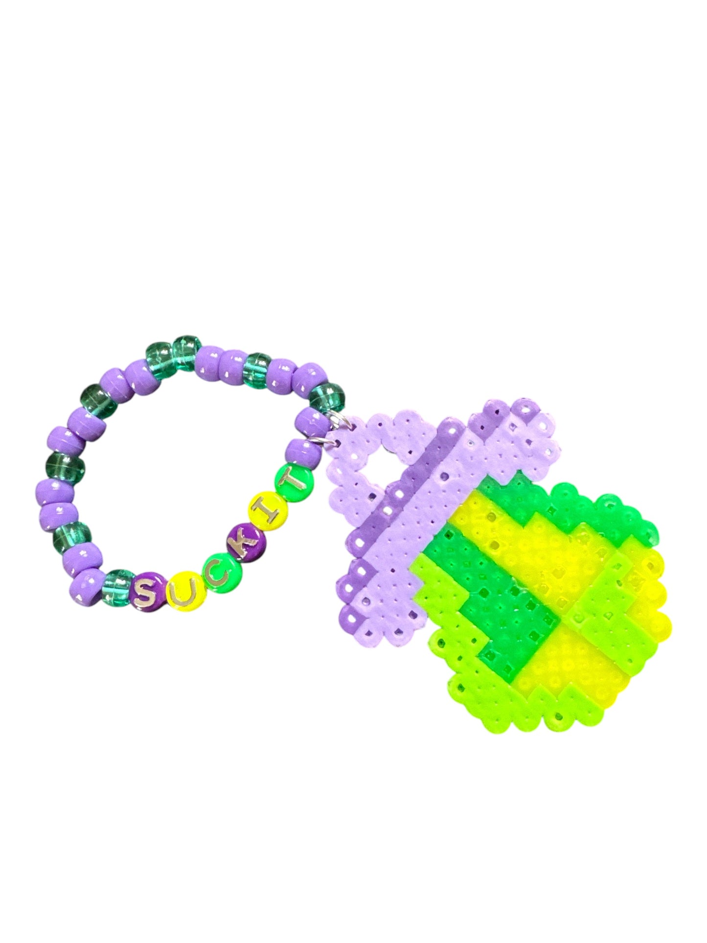 “Suck It” Ring-Pop Perler Bead Charm Kandi Bracelet
