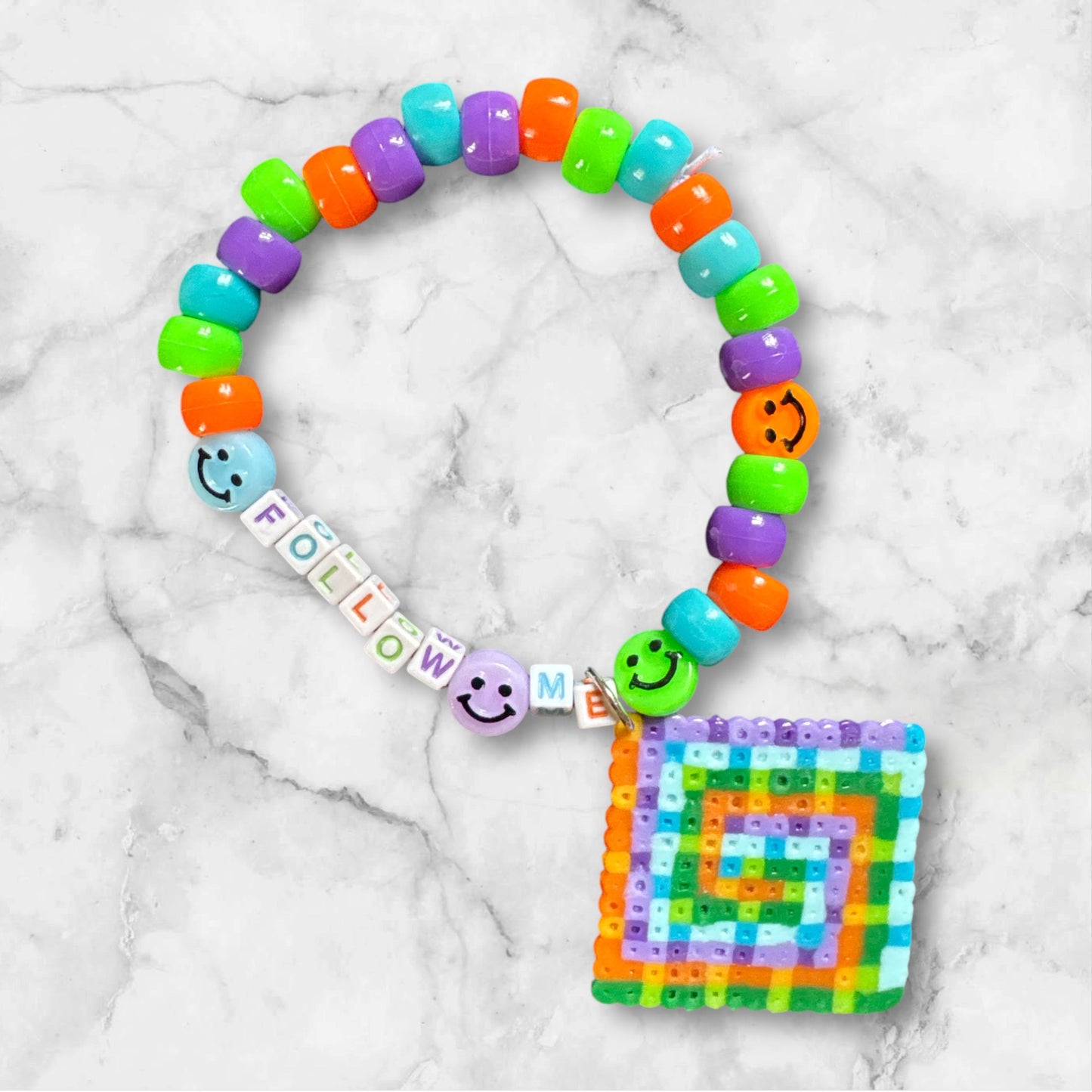 “Follow Me” Mini Perler Bead Charm Bracelet