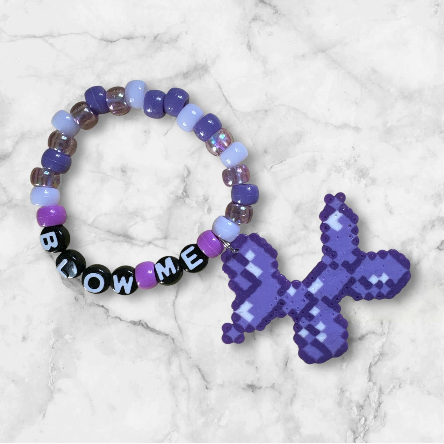 “Blow Me” Balloon Dog Mini Perler Charm Kandi Bracelet