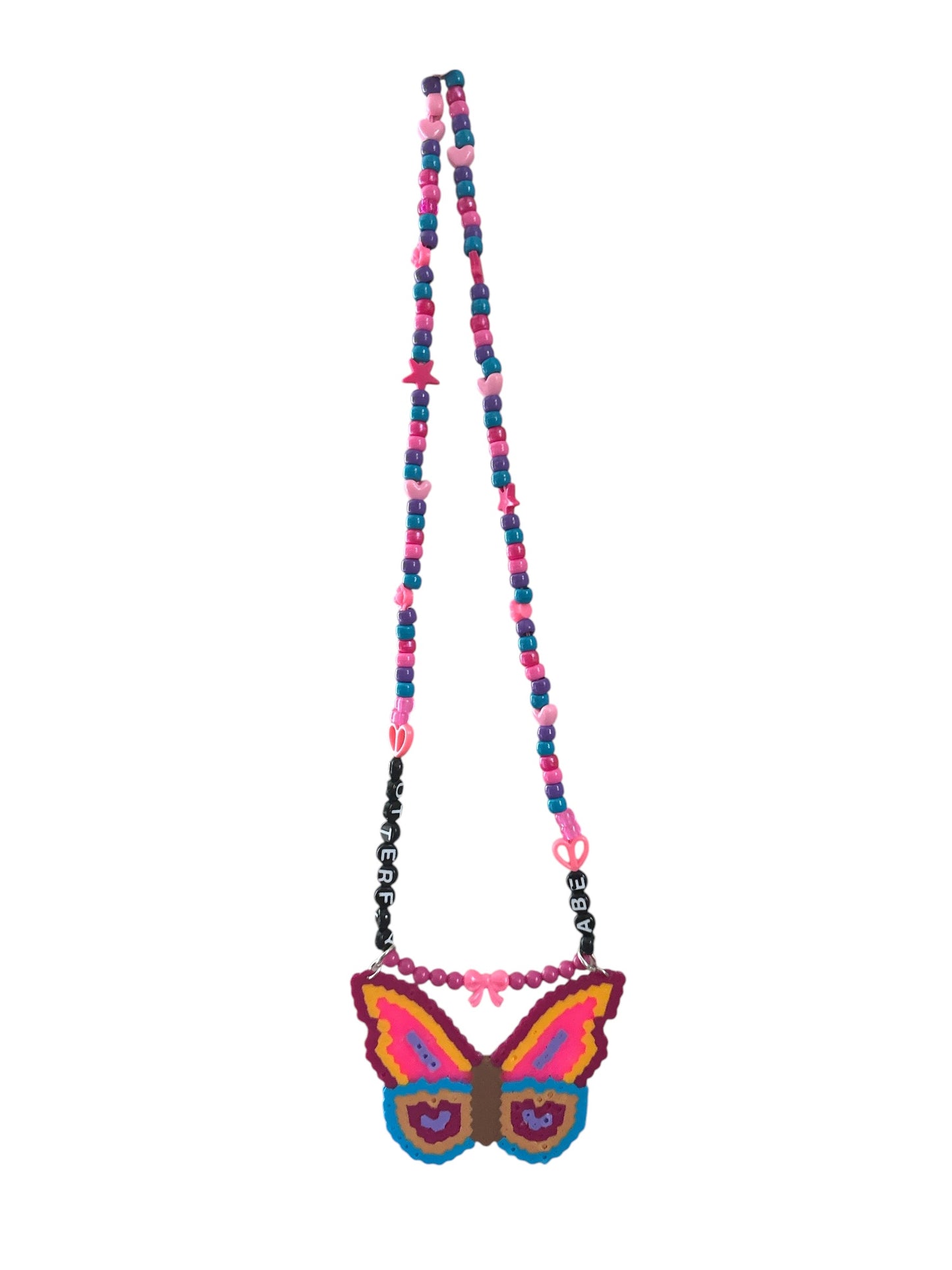 “Butterfly Babe” Large Perler Kandi Necklace