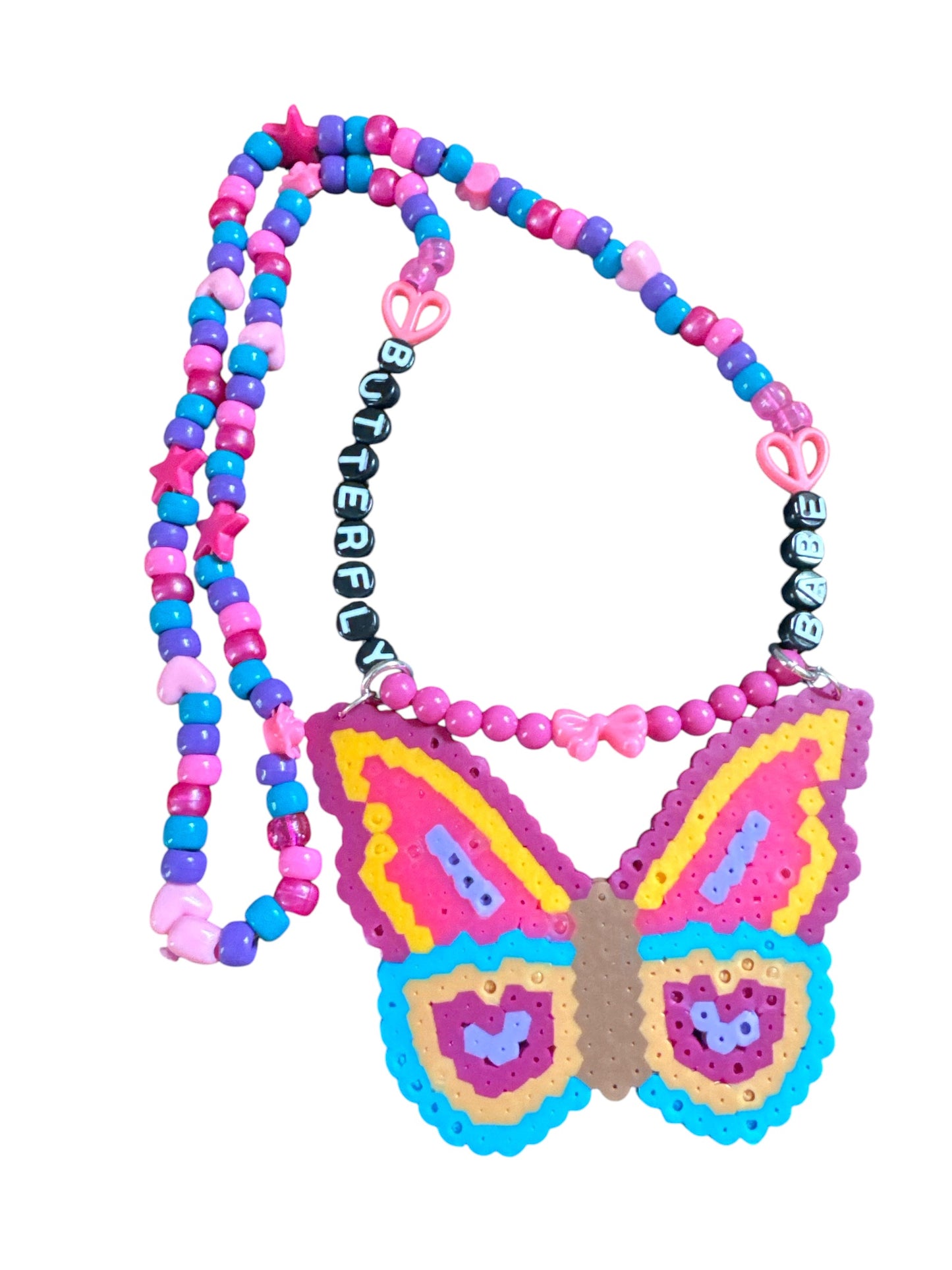 “Butterfly Babe” Large Perler Kandi Necklace