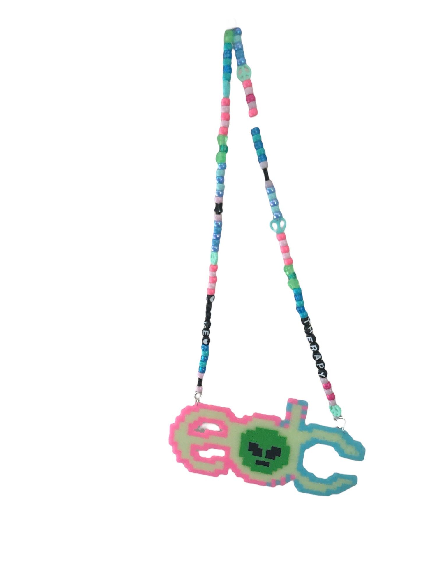 “Rave Therapy” XL Perler EDC Charm Kandi Necklace