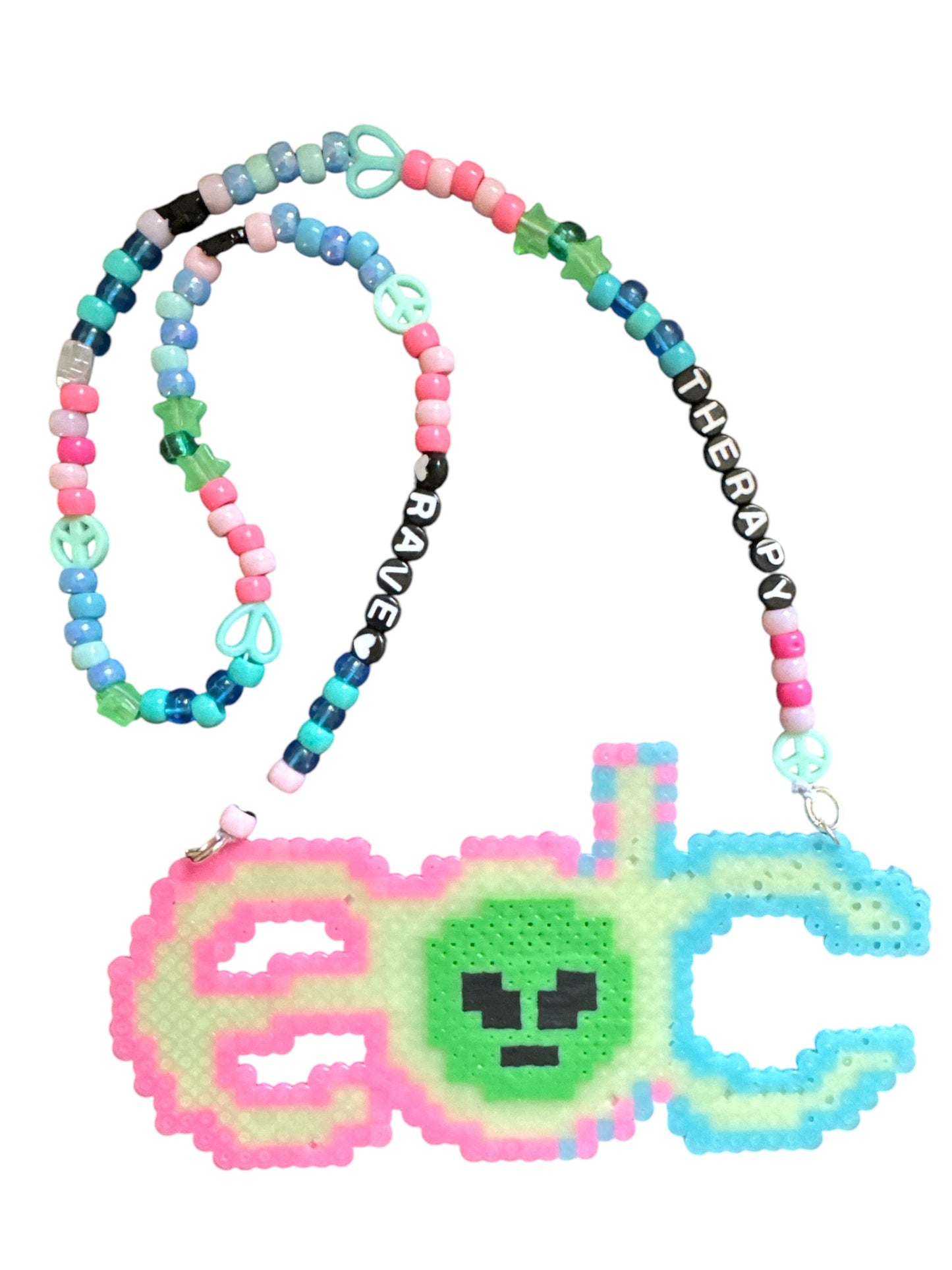“Rave Therapy” XL Perler EDC Charm Kandi Necklace