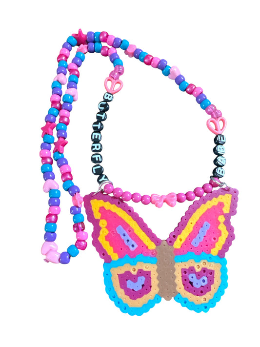 “Butterfly Babe” Large Perler Kandi Necklace