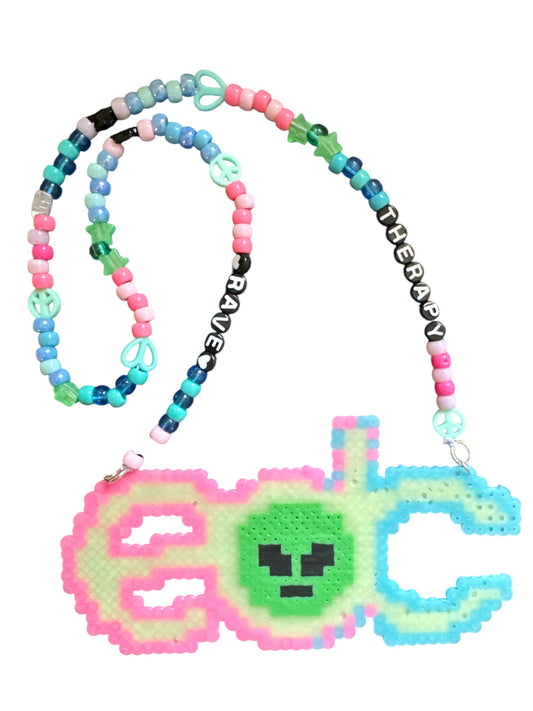 “Rave Therapy” XL Perler EDC Charm Kandi Necklace