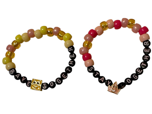 “Rave Together Stay Together” SpongeBob & Patrick Two Pack Kandi Bracelets